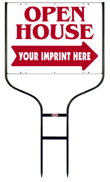 real estate open house round rod frame and sign panel  unit, 24ga  steel 18h x 24w