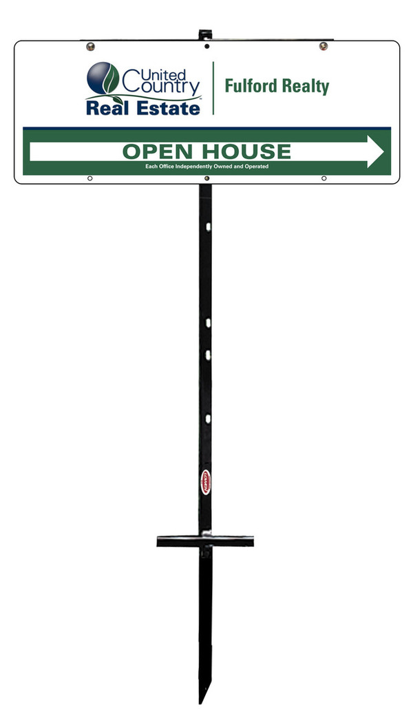 real estate open house T-stake and sign panel unit, 24 GA steel, 9h x 24w