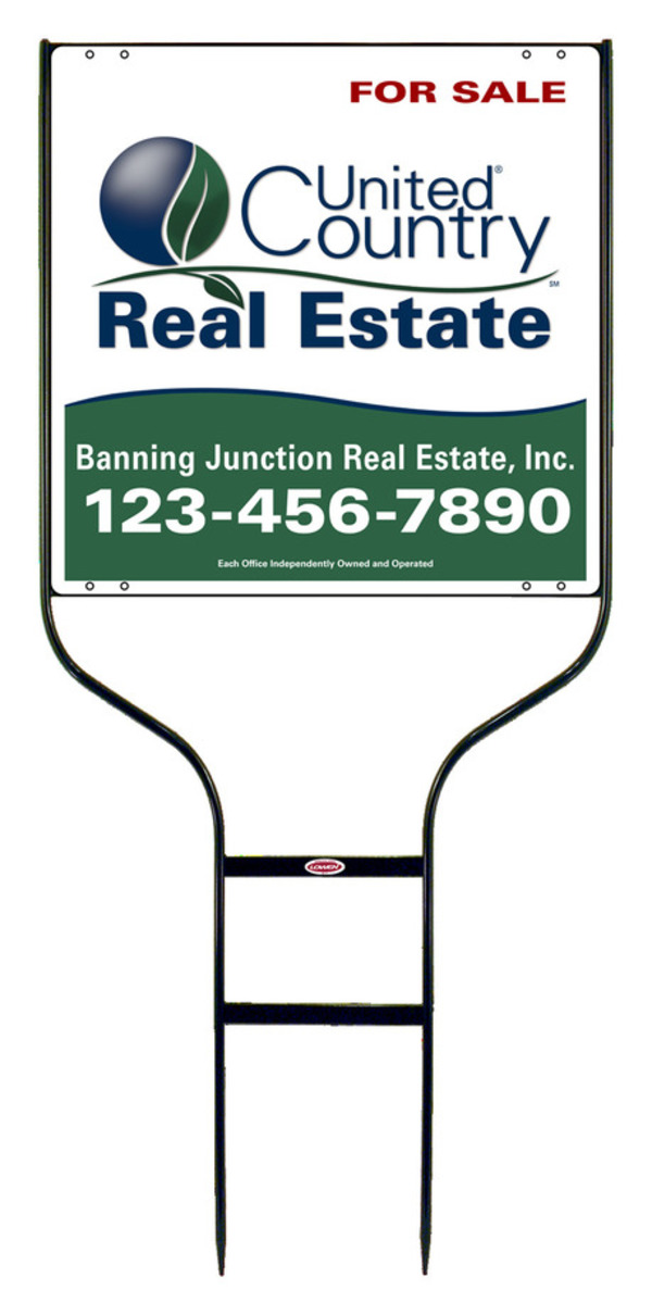real estate black round rod sign frame and panel unit, 24 GA steel 20h x 20w