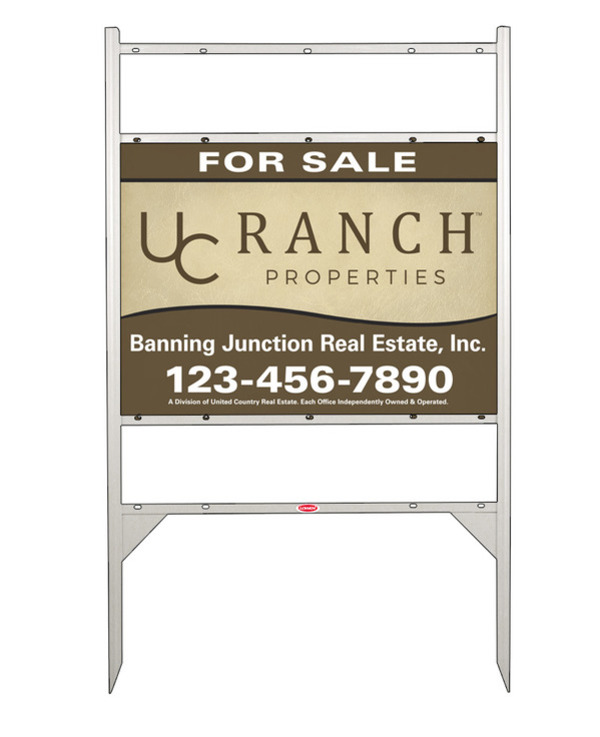 Angle Iron Frame with Two Rider Inserts and Sign Panel Unit, 20h x 28w, White