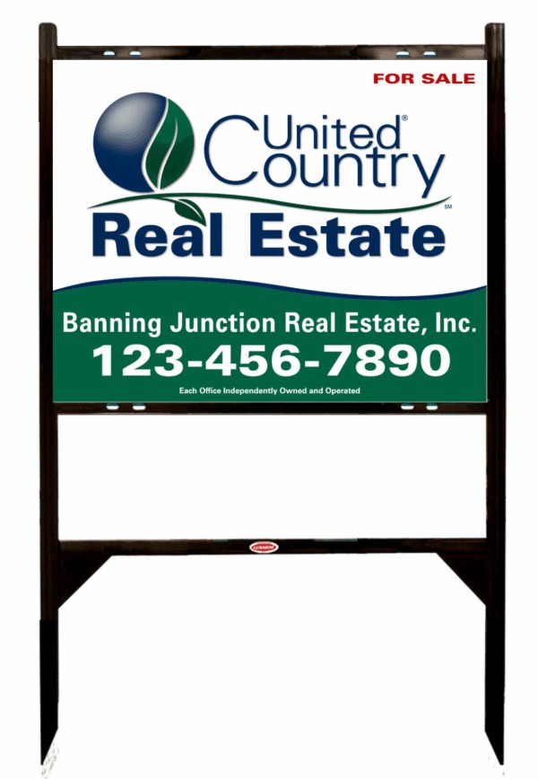 real estate black Angle Iron Frame and sign panel unit, 24 GA steel 24h x 30w