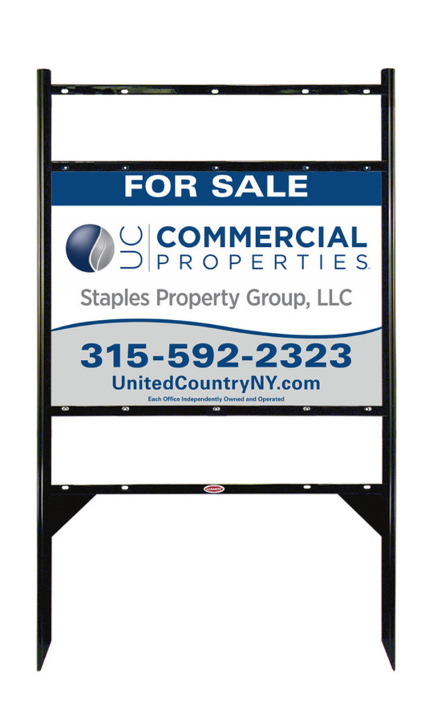 Angle Iron Frame with Two Rider Inserts and Commercial Sign Panel Unit, 20h x 28w, Steel