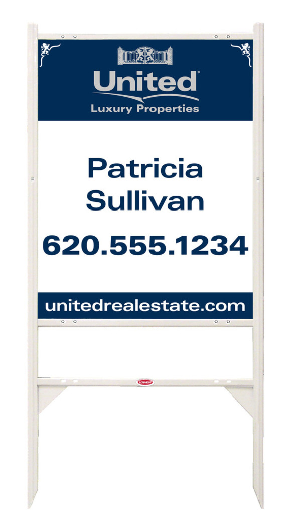 Angle Iron Frame and Agent Luxury Properties Sign Panel Unit, 30h x 24w, Steel