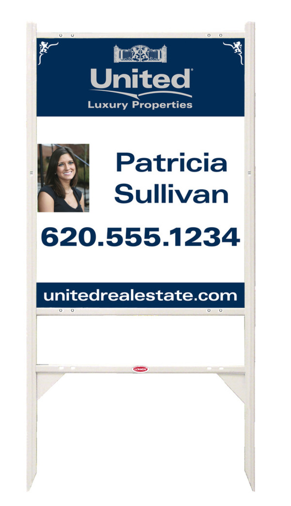 Angle Iron Frame and Agent Photo Luxury Properties Sign Panel Unit, 30h x 24w, Steel