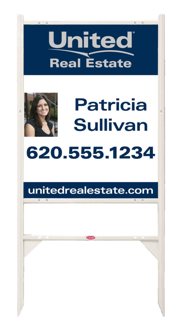 Angle Iron Frame and Agent Photo Sign Panel Unit, 30h x 24w, Steel