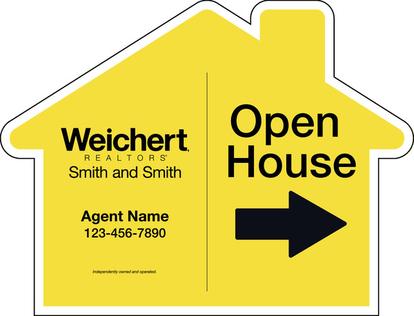 Agent Open House House Shape Sign Panel, 18h x 24w, 4mm