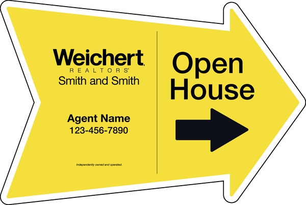 Agent Open House Arrow Shape Sign Panel, 18h x 24w, 4mm