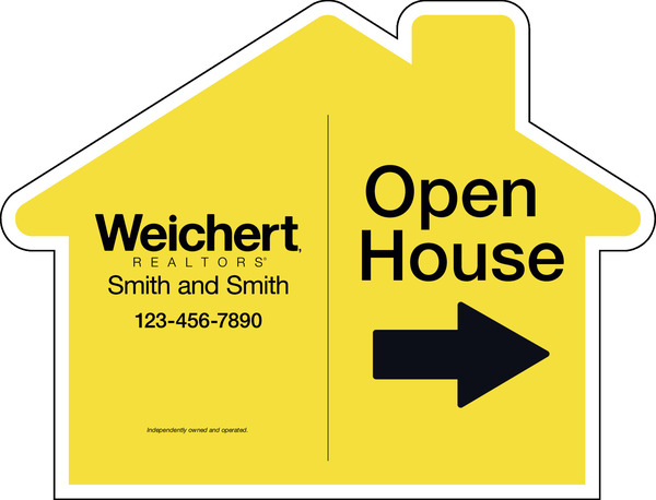 Open House House Shape Sign Panel, 18h x 24w, 4mm