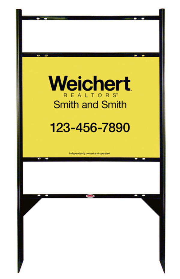 real estate angle iron frame and sign panel unit with two rider inserts, 24ga steel 18h x 24w