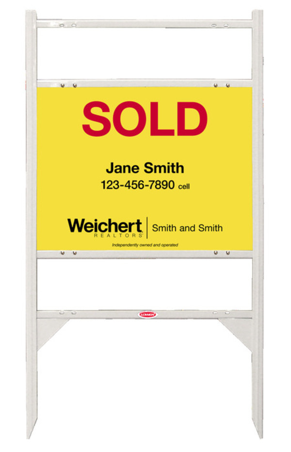 Angle Iron Frame and Agent Sign Panel Unit with 2 Rider Inserts, 18h x 24wJ, Steel