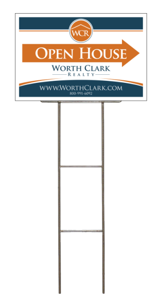 Directional H-Frame Wire Stake and Open House Sign Panel Unit, 12h x 18, 4mm Corrugated Plastic