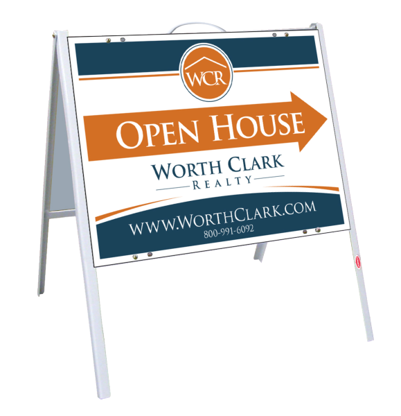 Angle Iron A-Frame and Open House Sign Panel Unit, 18h x 24w, .050 Poly